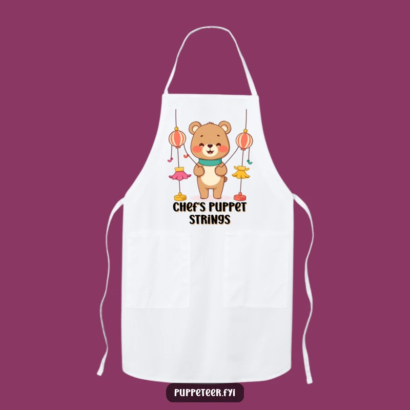 Funny Bear Puppet Master Apron: Cook Up Laughs in the Kitchen