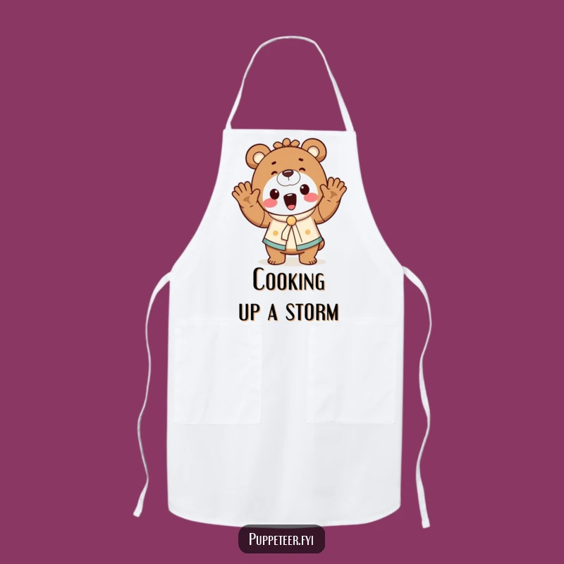 Funny Bear Puppet Master Apron - Playful Kitchen Control, Hilarious Gift