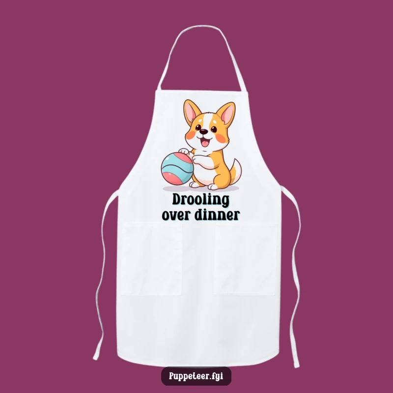 Funny Corgi Ball Puppet Apron: Cook with Canine Comedy