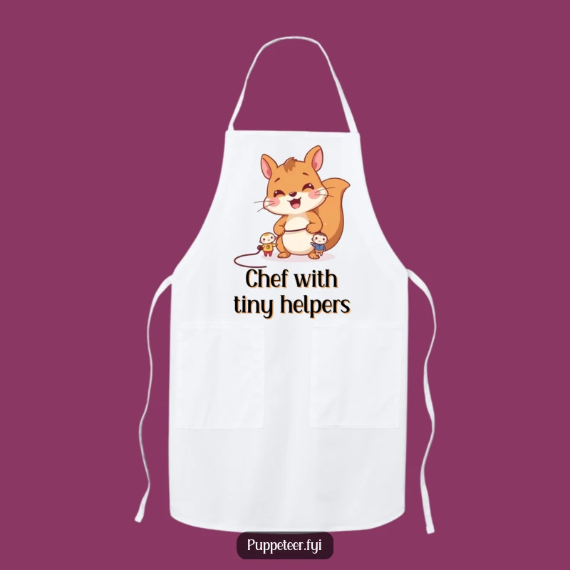 Funny Squirrel Puppet Master Apron: Cheerful Controller Kitchenware for Playful Cooking