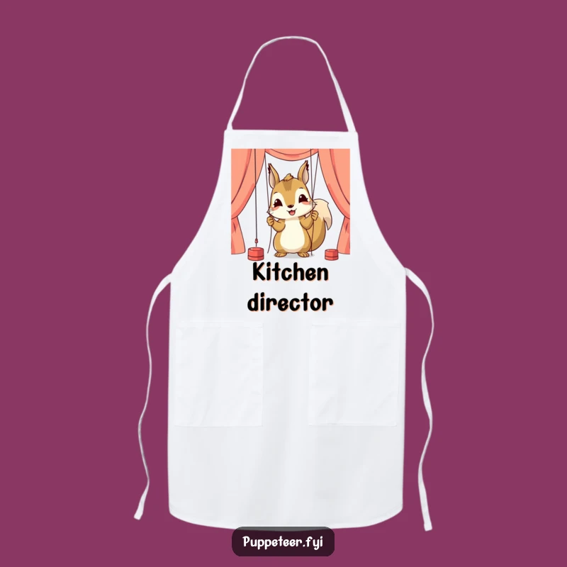 Funny Squirrel Puppeteer Apron: Cook with Focused Precision and Humor
