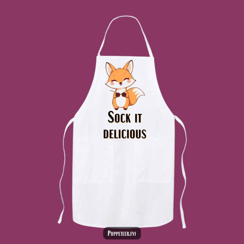 Funny Fox Sock Puppet Apron: Kitchen Fun Guaranteed