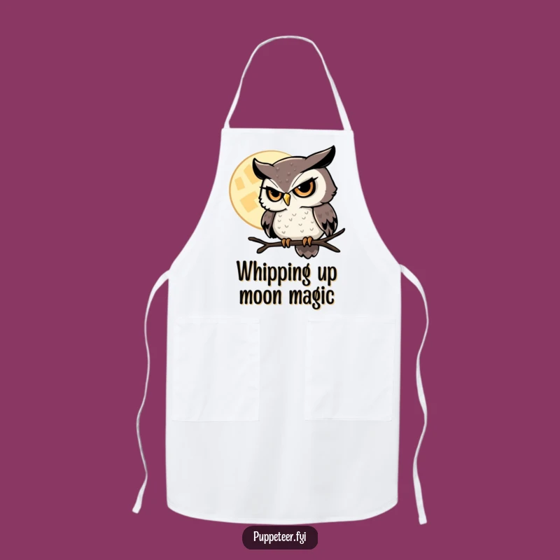 Funny Owl Kitchen Apron: Master of the Moon, Whimsical Chef Gift