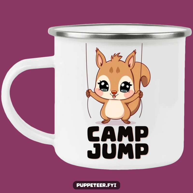 Funny Squirrel Puppet Master Camping Mug: Playful Character's Campfire Puppet Jump Gift