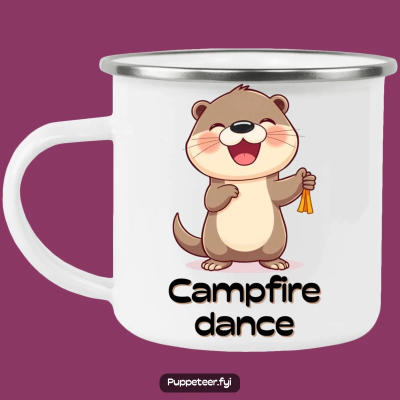 Funny Otter Puppet Dancer Camping Mug: Cheerful Character's Campfire Puppet Joy Gift