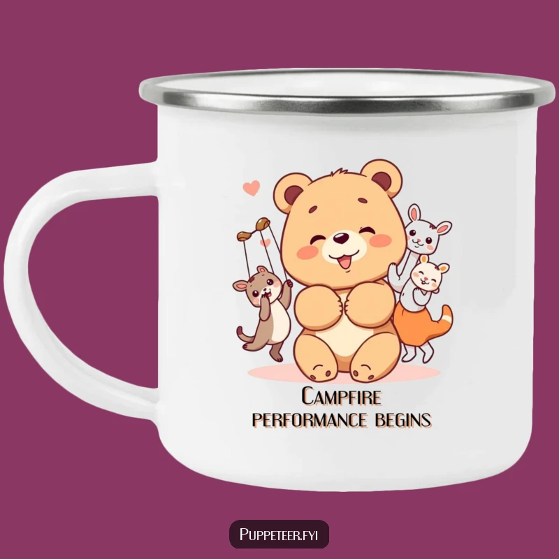 Funny Bear Cub Camping Mug: Puppet Show Fun - Outdoor Gift