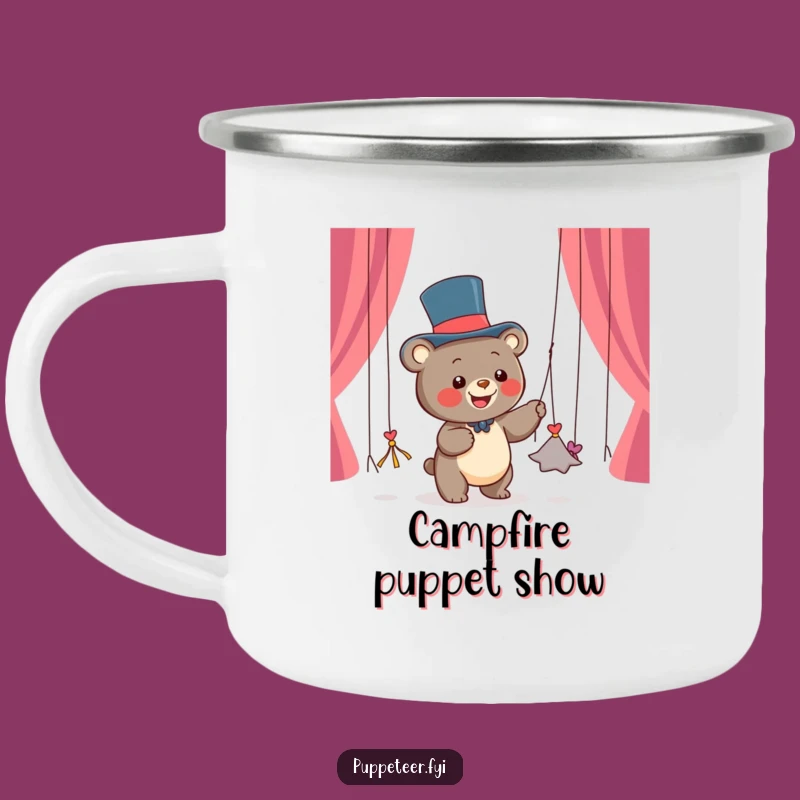 Funny Bear Puppet Master Camping Mug: Durable Cartoon Cup, Perfect Funny Gift