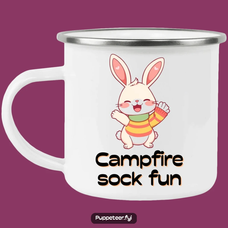 Funny Rabbit Sock Puppet Camping Mug: Giggle on the Go, A Fun Funny Gift!