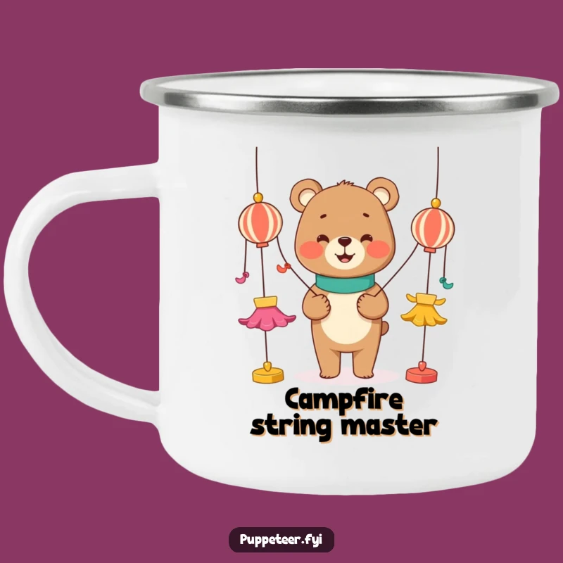 Funny Bear Puppet Master Camping Mug: Adventure Humor Outdoors