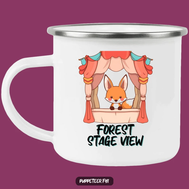 Funny Fox Puppet Camping Mug, Hilarious Outdoor Gift for Theater Lovers