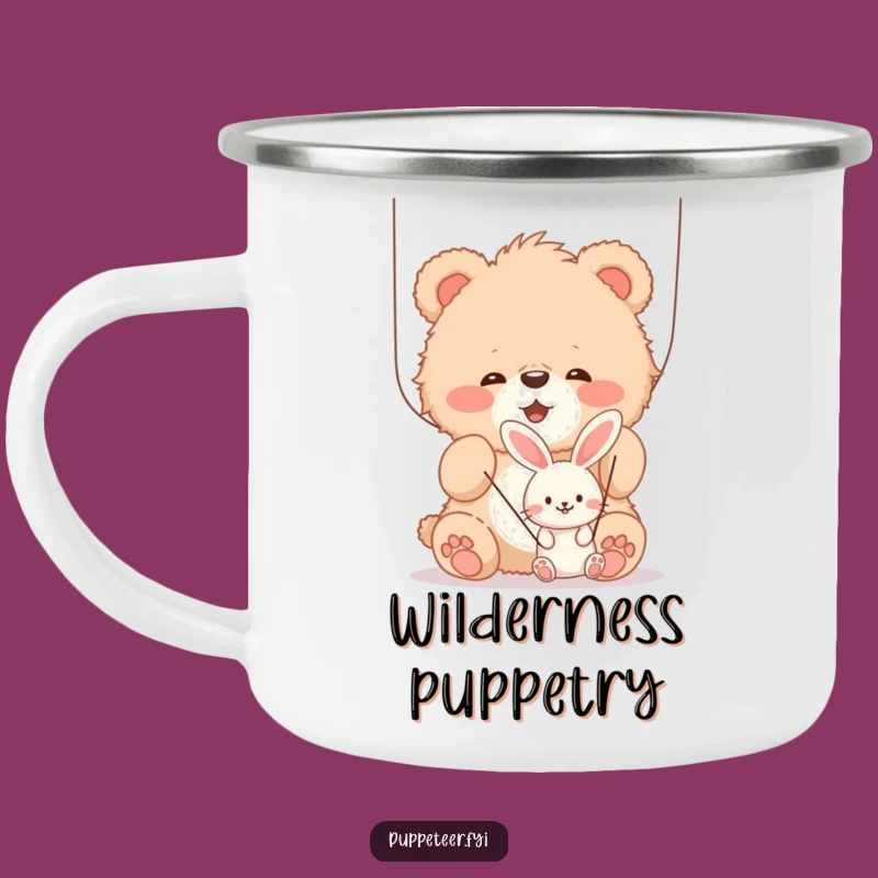 Funny Bear Cub Puppet Camping Mug, Hilarious Outdoor Gift for Animal Fans