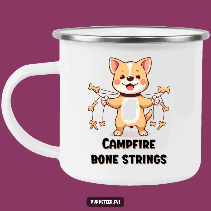 Funny Dog Puppet Master Camping Mug: Durable Marching Bones, Outdoor Dog Gift