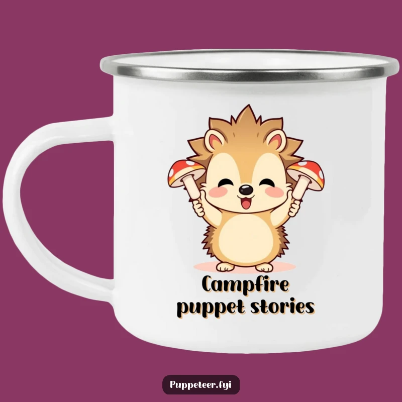 Funny Hedgehog Mushroom Puppets Camping Mug: Durable & Hilarious Outdoor Forest Mug