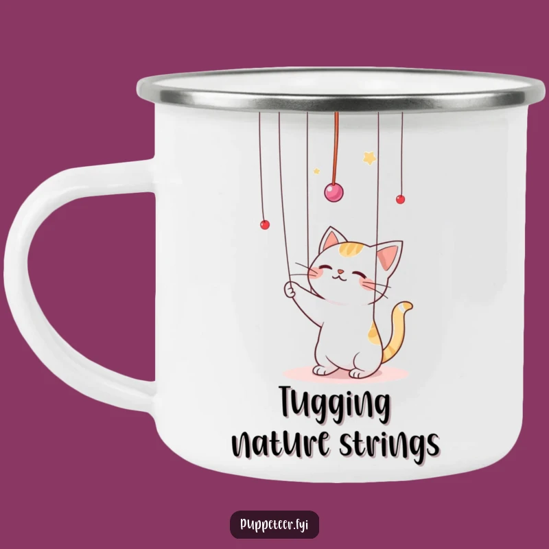 Funny Kawaii Cat Puppet Master Camping Mug: Adventure Fuelled by Humor, A Hilarious Gift