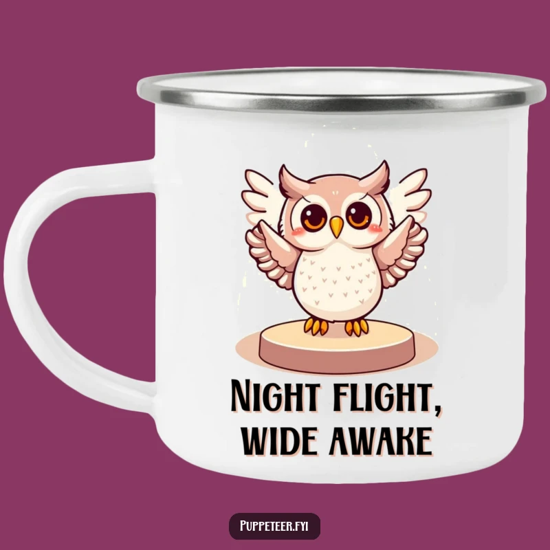 Funny Owl Spotlight Camping Mug - Cheerful Bird for Outdoor Laughs