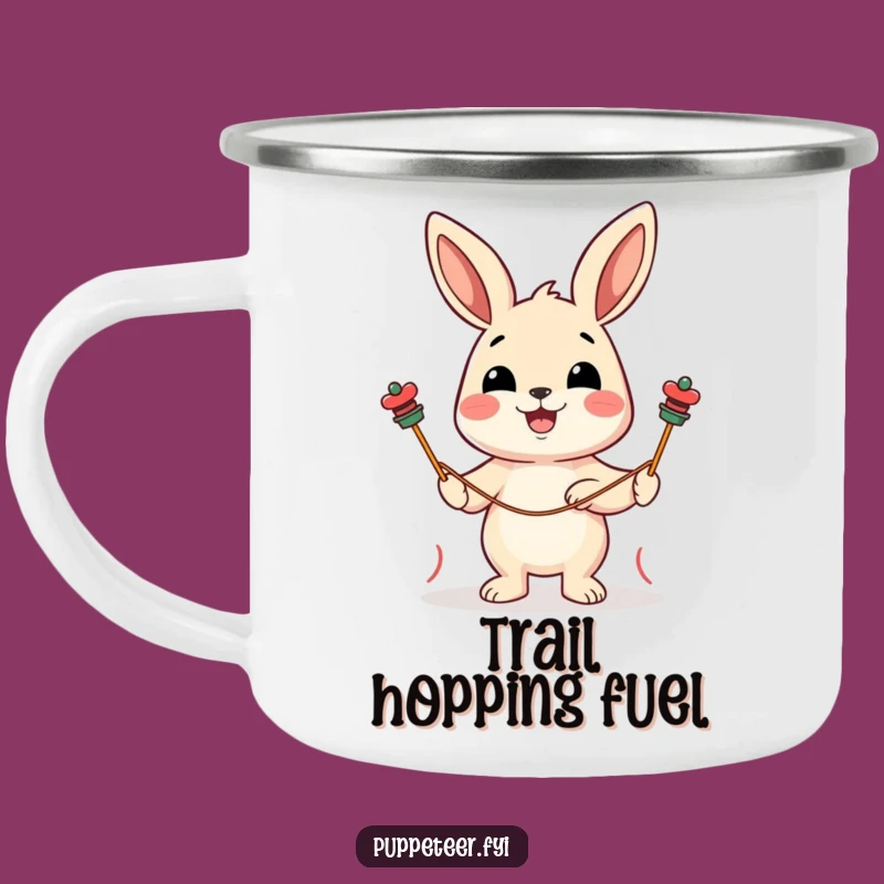 Funny Rabbit Puppet Master Camping Mug: Outdoor Cheer