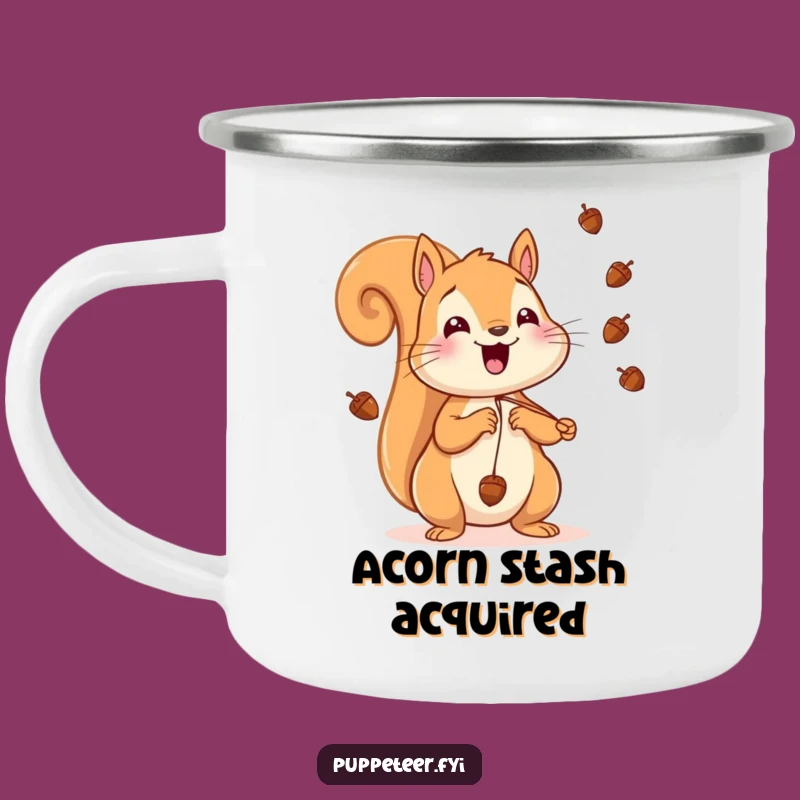 Funny Squirrel Camping Mug: Cheerful Acorn Collector, Outdoor and Fun Gift