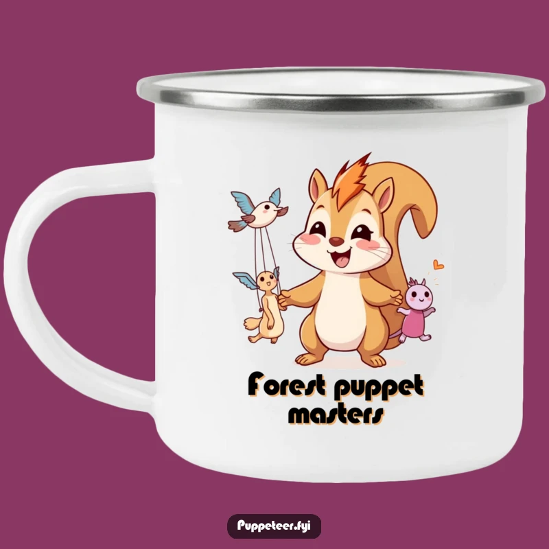 Funny Squirrel Puppet Master Camping Mug - Outdoor Laughs & Adventure Gift