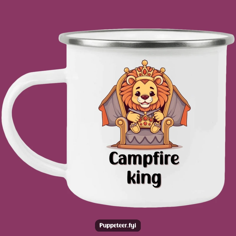 Majestic Lion Puppet Master Camping Mug: Royal Brew!