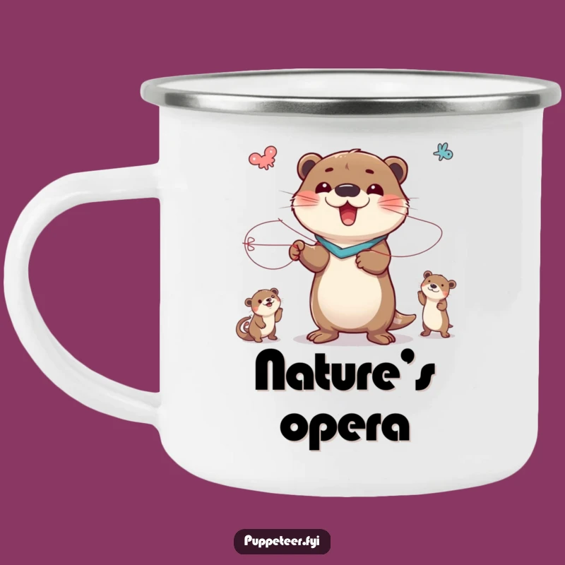 Funny Otter Puppet Master Camping Mug: Drama for Your Outdoor Adventures