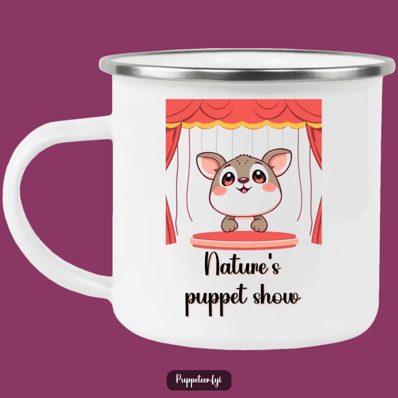 Funny Happy Animal Campfire Mug - Enchanting Outdoor Puppet Show Gift
