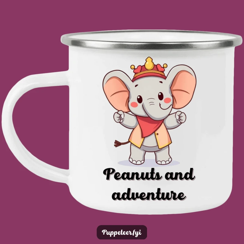 Funny Elephant Puppet Master Camping Mug: Adventure with Marching Peanut