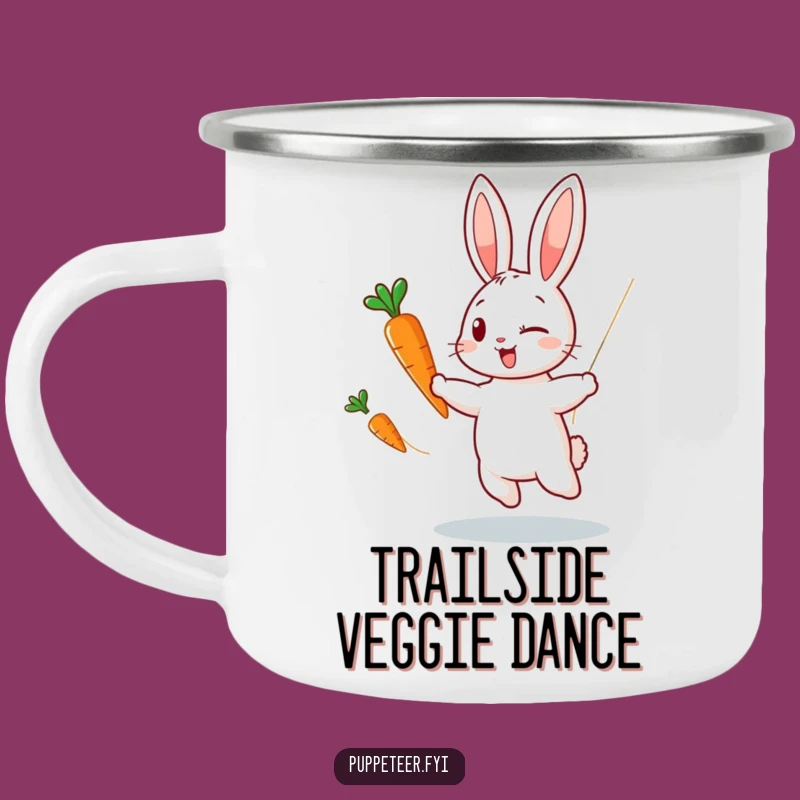 Witty Rabbit Puppet Camping Mug: Campfire Dance Party!