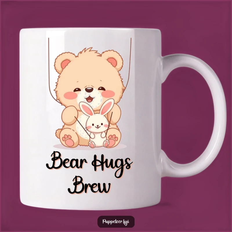 Funny Bear Cub Puppet Master Mug, Hilarious Gift for Animal Lovers and Puppetry Fans