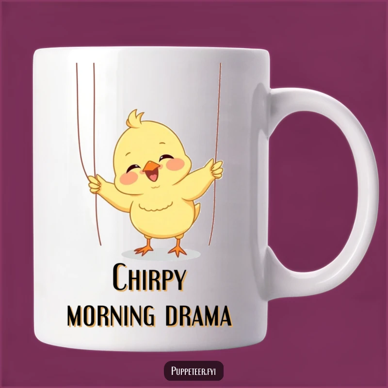 Funny Giggling Chick Puppet Mug: Enthusiastic Performer Gift for Joyful Moments
