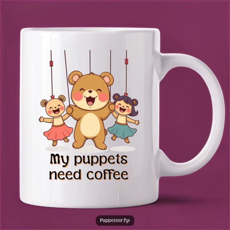 Funny Bear Puppet Master Mug: Control Your Day with Humor, A Whimsical Funny Gift!
