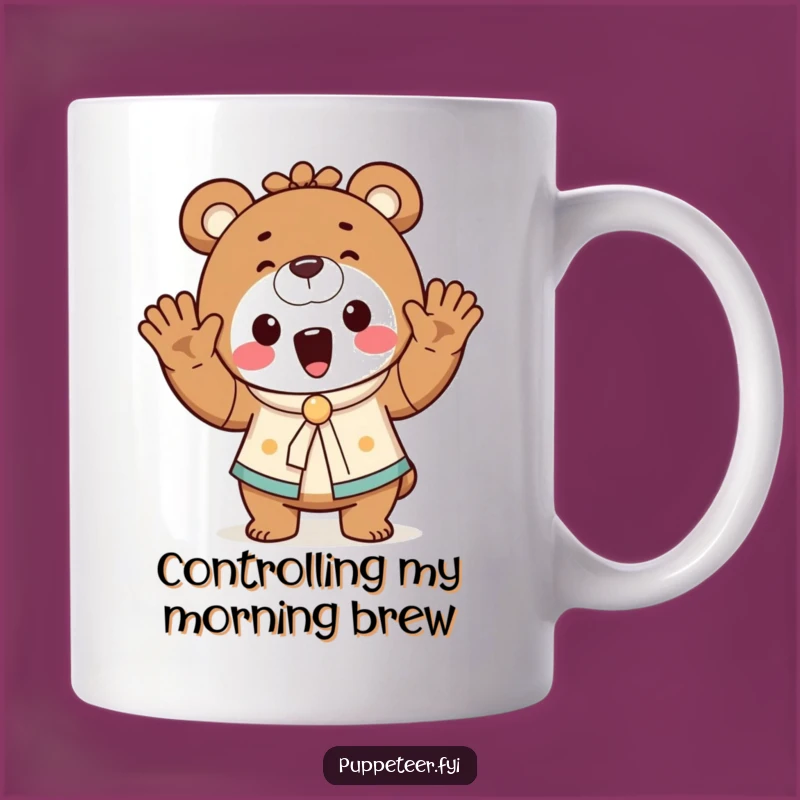 Funny Bear Puppet Master Mug - Playful Control Coffee Cup, Hilarious Gift