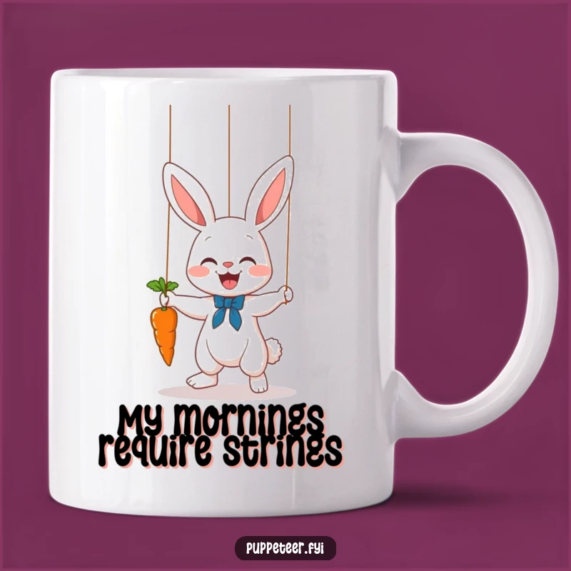 Funny Bunny Puppet Master Mug: Joyful Carrot Dance Design, Perfect Gift For Bunny Lovers