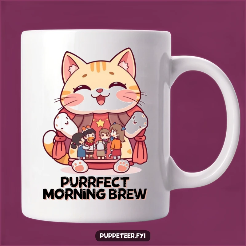 Funny Cat Puppet Show Mug: Hilarious Gift for Cat and Puppet Lovers