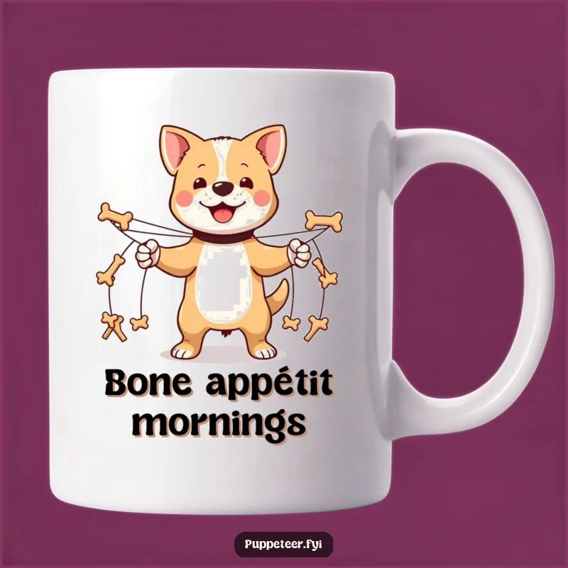 Funny Dog Puppet Master Mug: Proud Bone March Design, Perfect Gift For Dog Lovers