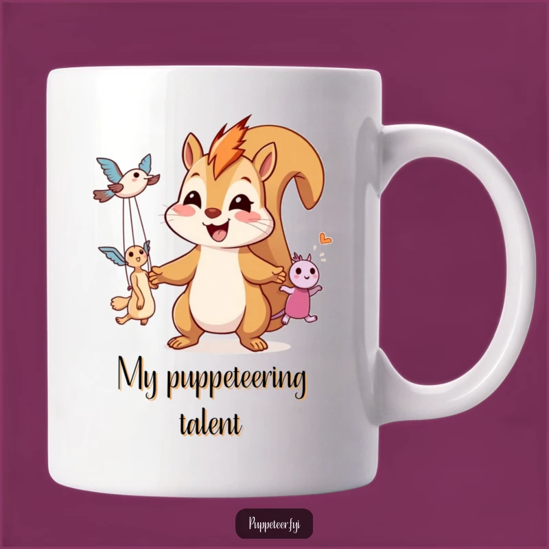 Funny Giggling Squirrel Puppet Master Mug - Hilarious Animal Control Gift