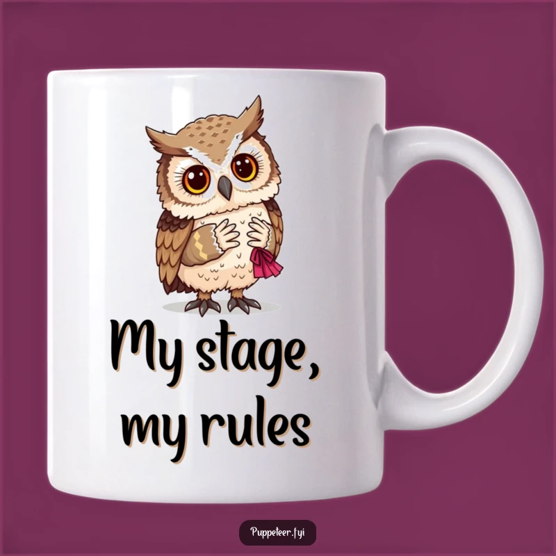 Funny Owl and Puppet Bow: A Wise Gift for Theater Lovers Mug