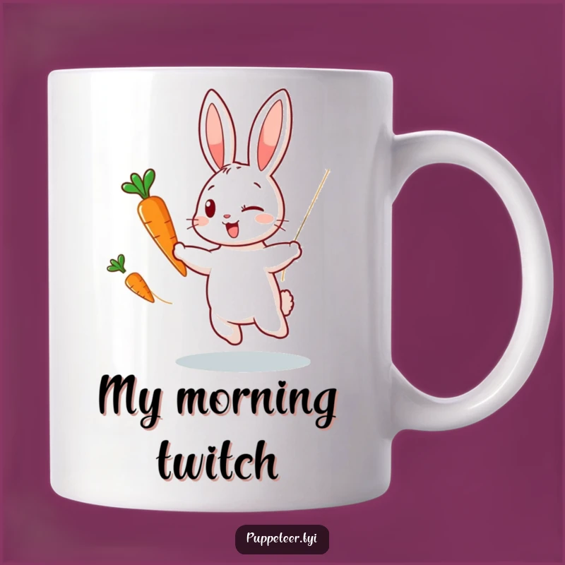 Funny Rabbit Carrot Puppet Mug: A Winking Dancer!
