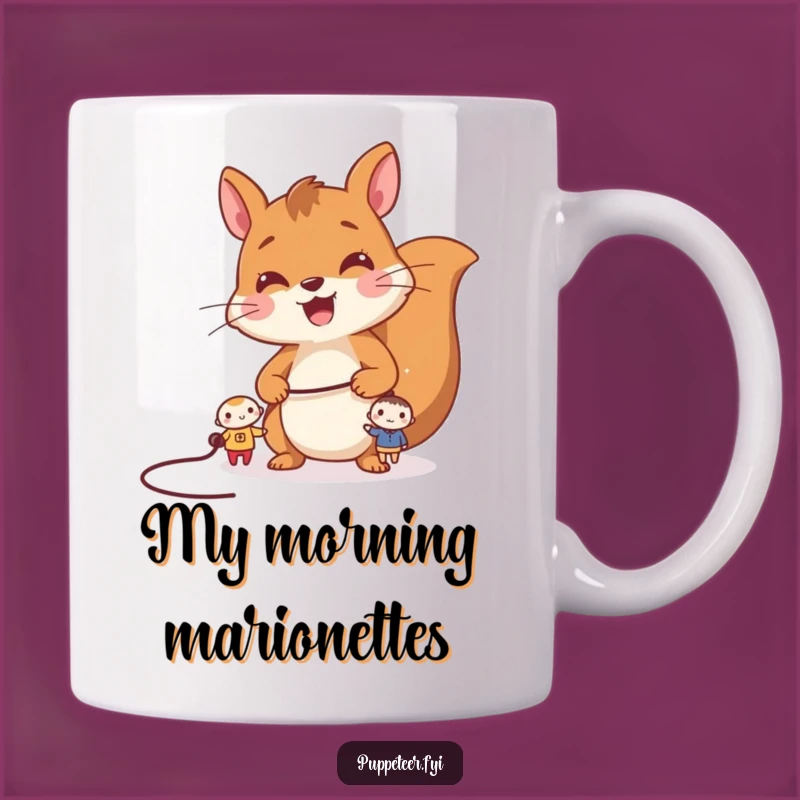 Funny Squirrel Puppet Master Mug: Cheerful Controller Gift for Playful Moments