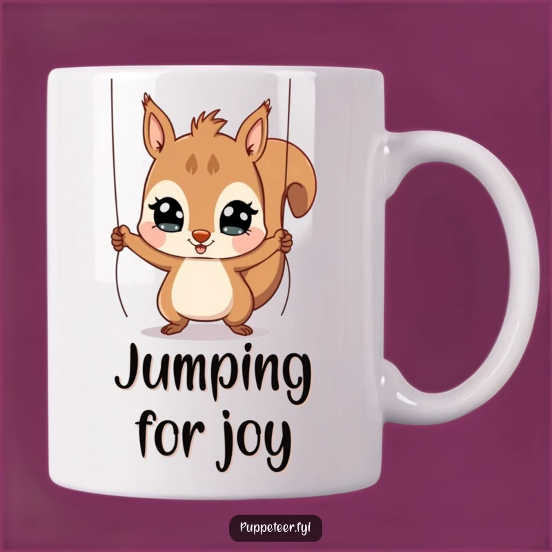 Funny Squirrel Puppet Master Mug: Playful Character's Jumping Puppet Control Gift