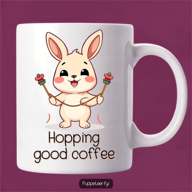 Funny Rabbit Puppet Master Mug: Delightful Gift for String Puppet Fans