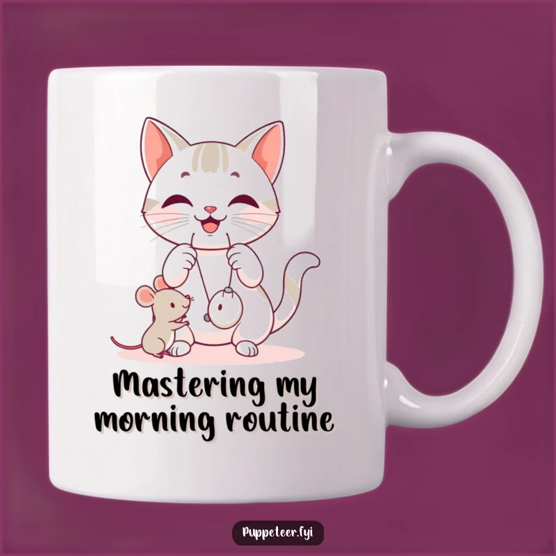 Funny Cat Toy Mouse Mug - Playful Feline Control Coffee Cup, Hilarious Gift