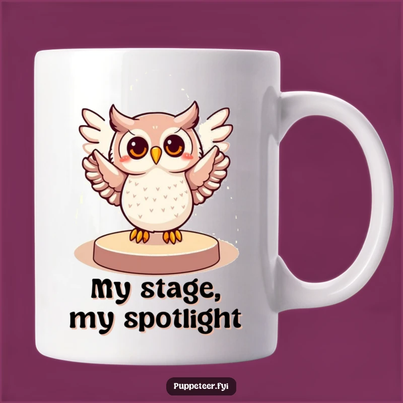 Funny Owl Spotlight Mug - Cheerful Bird Gift for Comedy Lovers