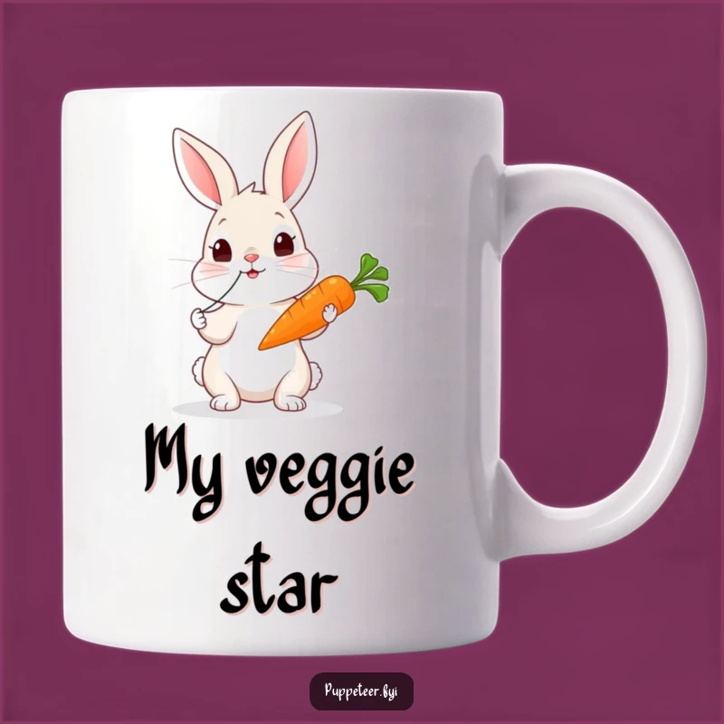 Funny Rabbit Carrot Puppet Mug: Curious Tugger, Wiggling Carrot, Perfect Funny Gift