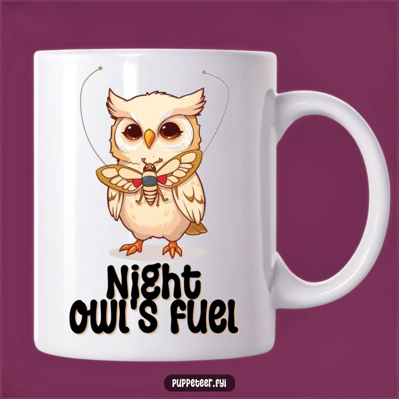Funny Owl Moth Puppeteer Mug: Whimsical Flight Gift for Dreamers