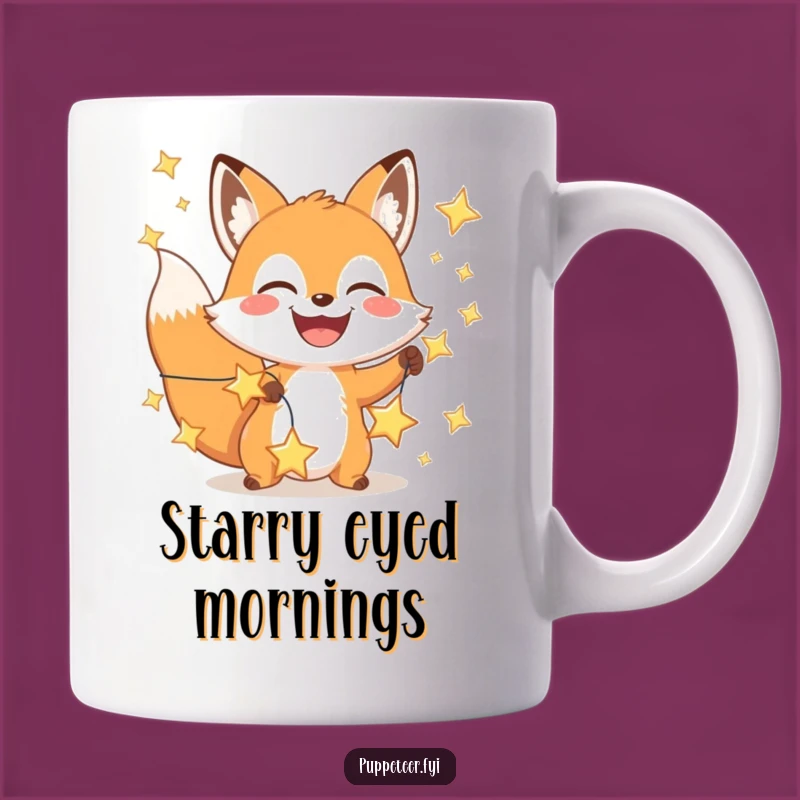 Funny Fox Star Manipulator Mug: Happy Grin Design, Perfect Celestial Gift
