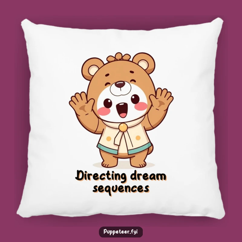 Funny Bear Puppet Master Pillow - Cozy Playful Cushion, Hilarious Gift