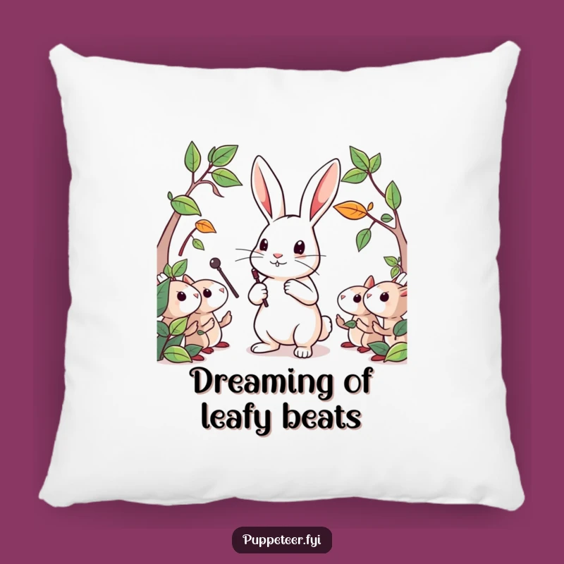 Funny Rabbit Leaf Puppets Pillow: Soft & Hilarious Nature Accent Pillow