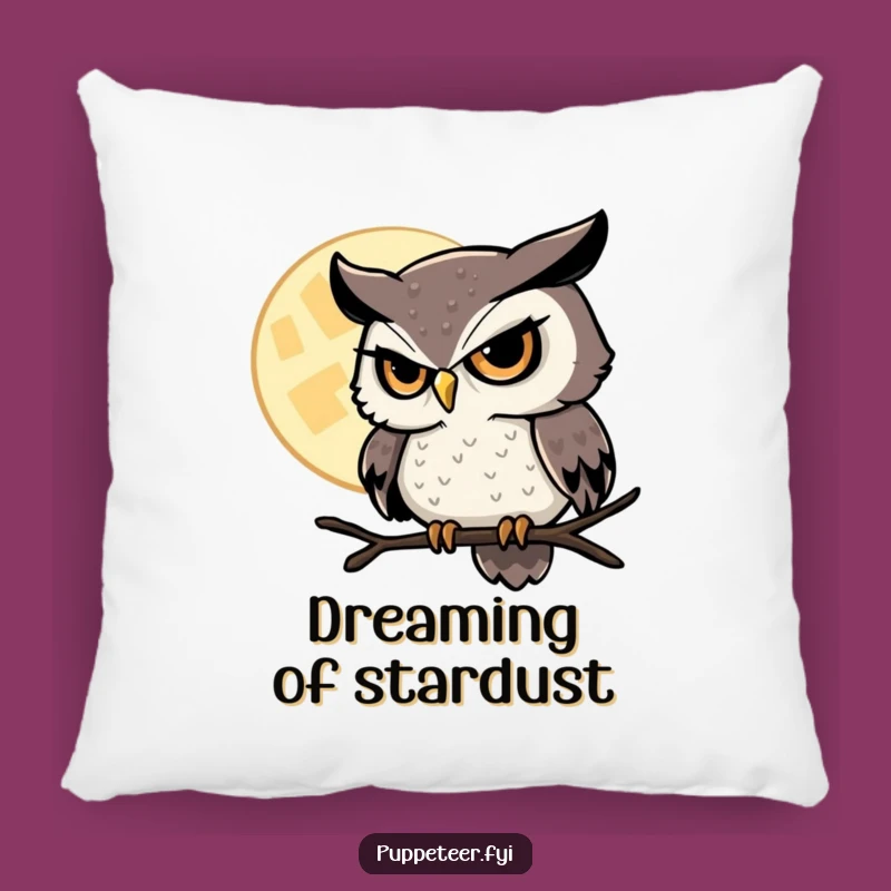 Funny Owl Pillow: Sly Moon Master Cushion, Mystical and Cozy Gift