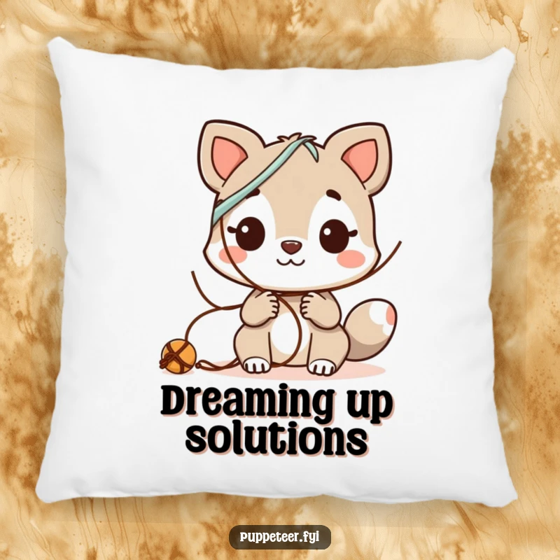 Funny Pillow: Curious animal character experimenting with different string combinations, bringing humor and comfort.