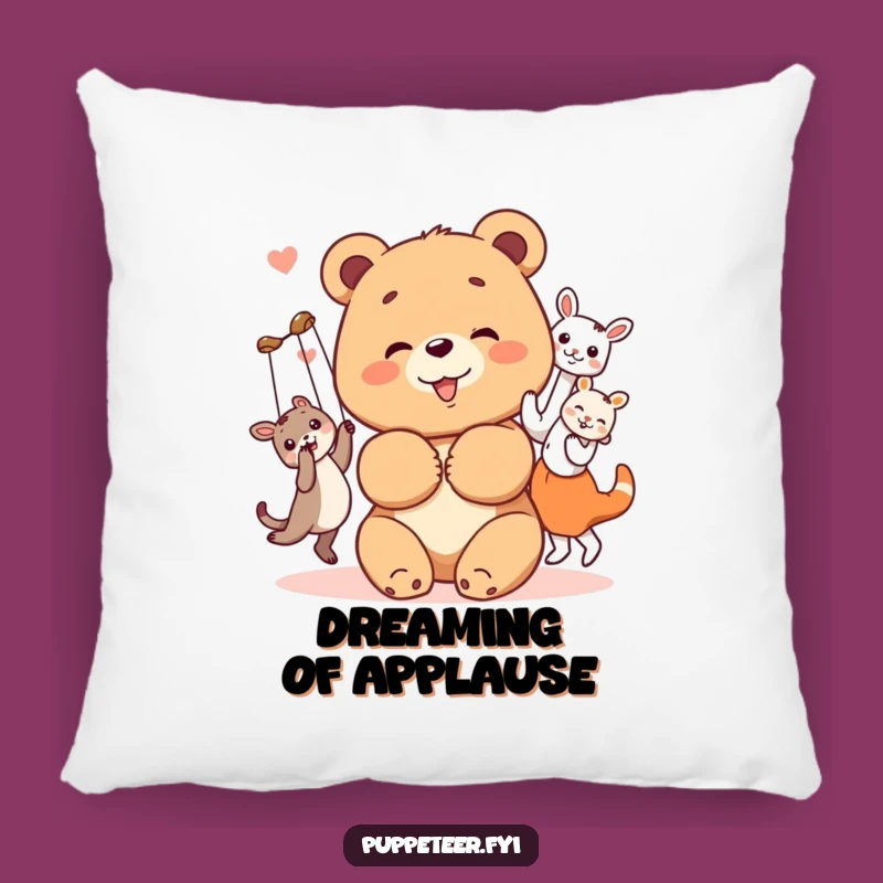 Funny Bear Cub Pillow: Puppet Show Comfort - Gift Idea